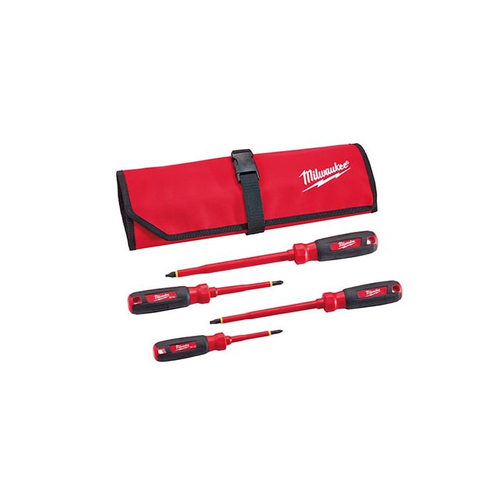 1000V Insulated Screwdriver Set w/ Roll Pouch (4pcs) main product photo