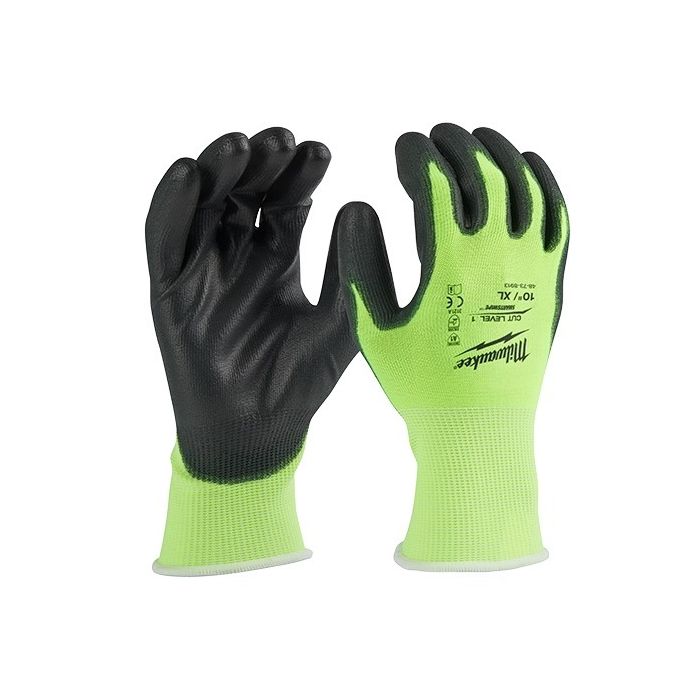 High Visibility Cut Level 1 Polyurethane Dipped Glove (Size: L) main product photo