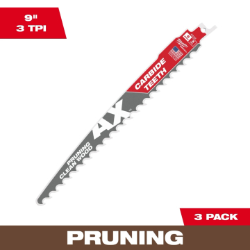 9” 3TPI AX™ Pruning SAWZALL™ Blade w/ Carbide Teeth (3pcs) 
