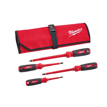 1000V Insulated Screwdriver Set w/ Roll Pouch (4pcs)