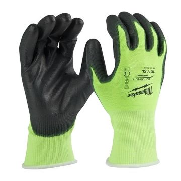 High Visibility Cut Level 1 Polyurethane Dipped Glove (Size: L)