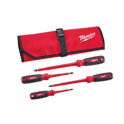 1000V Insulated Screwdriver Set w/ Roll Pouch (4pcs)